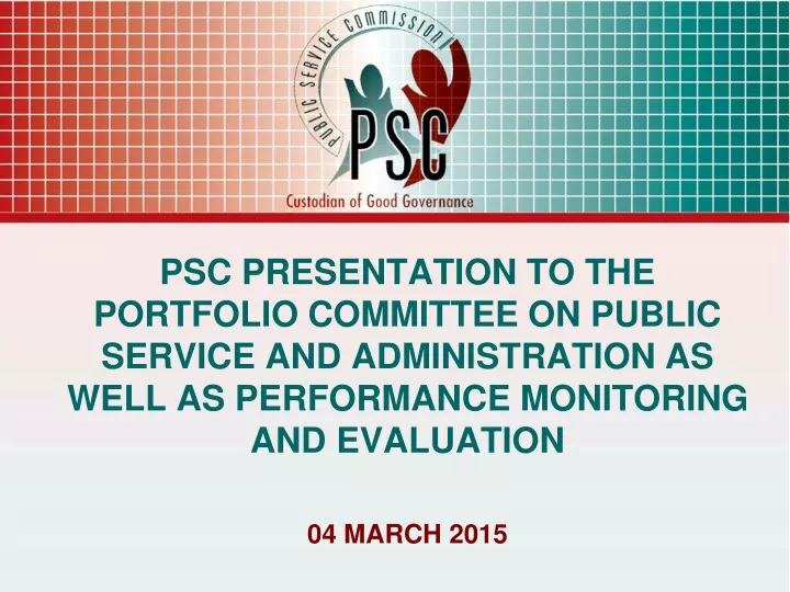 psc presentation to the portfolio committee