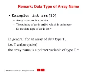 Remark: Data Type of Array Name
