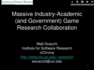 Massive Industry-Academic (and Government) Game Research Collaboration