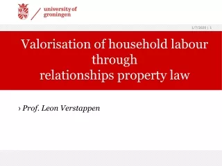 Valorisation of household labour through  relationships property law