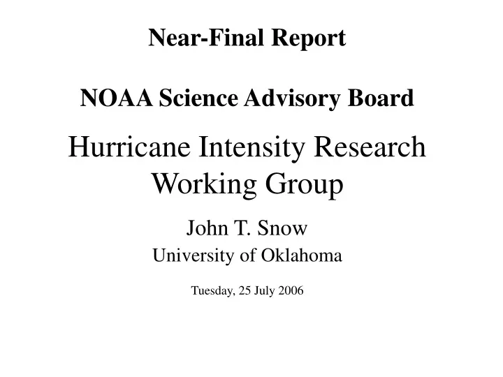 near final report noaa science advisory board hurricane intensity research working group