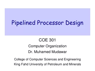 Pipelined Processor Design
