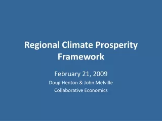 Regional Climate Prosperity Framework