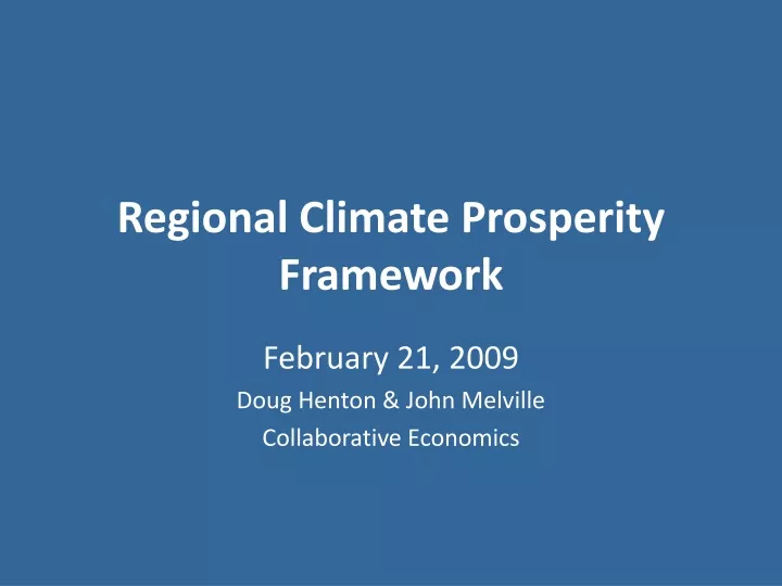 regional climate prosperity framework