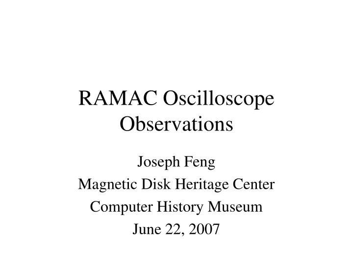 ramac oscilloscope observations