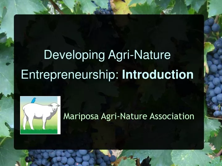 developing agri nature entrepreneurship introduction