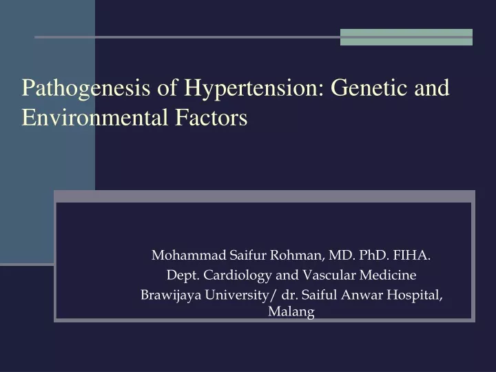 pathogenesis of hypertension genetic and environmental factors