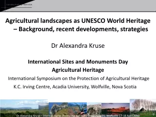 Agricultural landscapes as UNESCO World Heritage – Background, recent developments, strategies