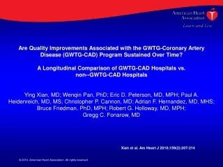 Are Quality Improvements Associated with the GWTG-Coronary Artery