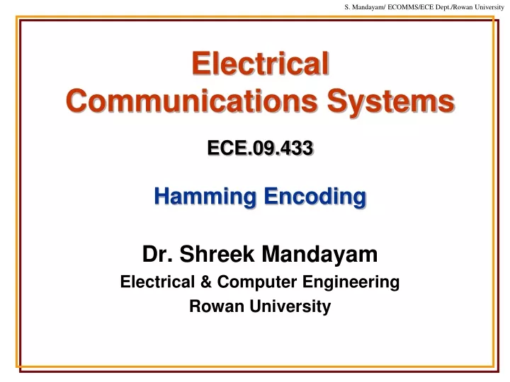 electrical communications systems ece 09 433