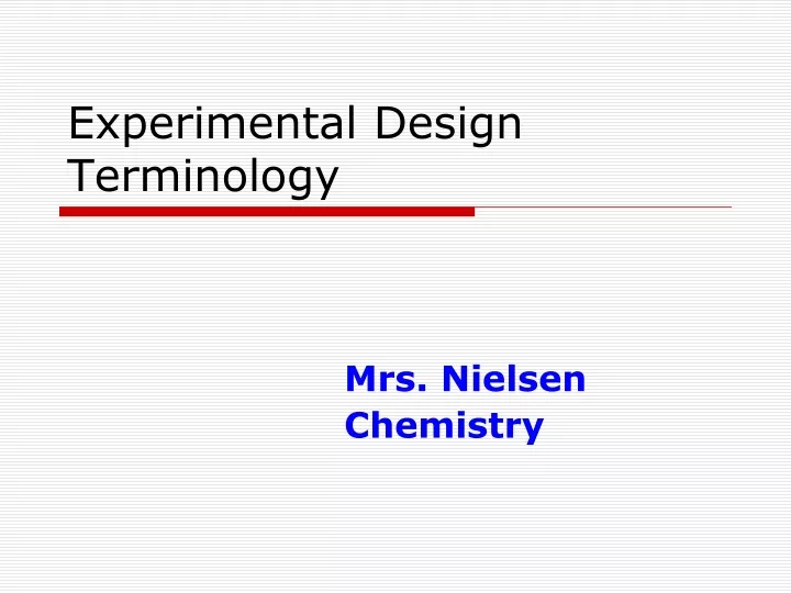 experimental design terminology