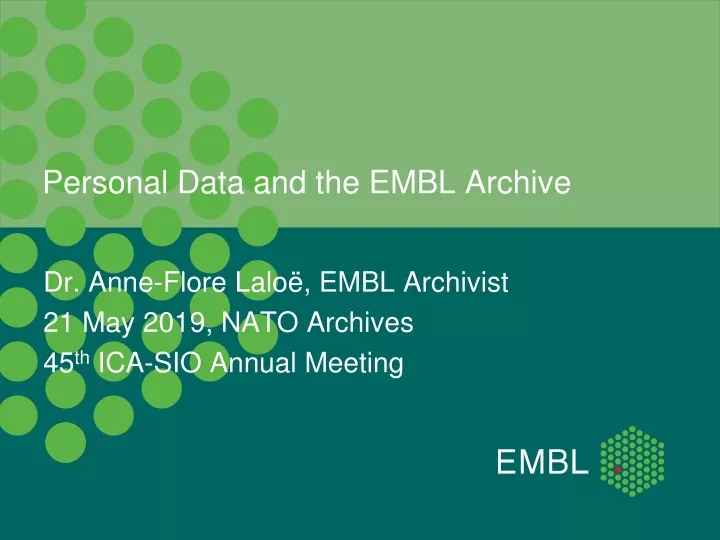 personal data and the embl archive