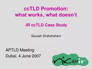 ccTLD Promotion: what works, what doesn’t