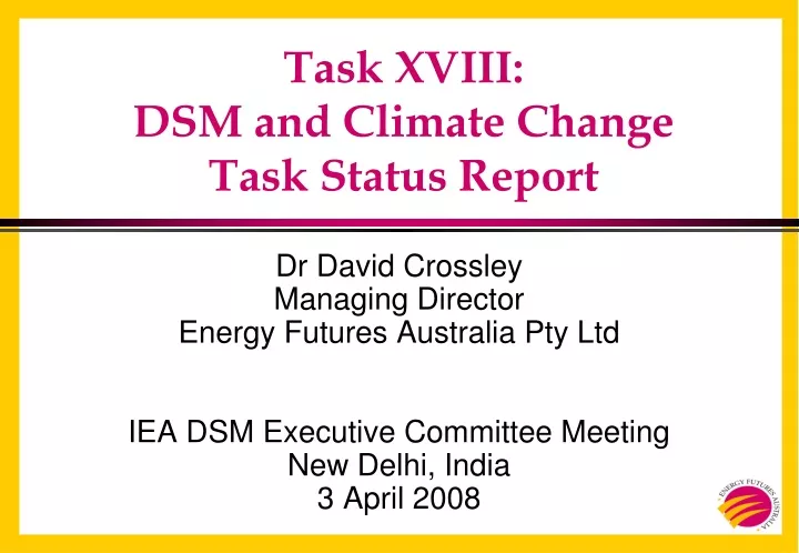 task xviii dsm and climate change task status report