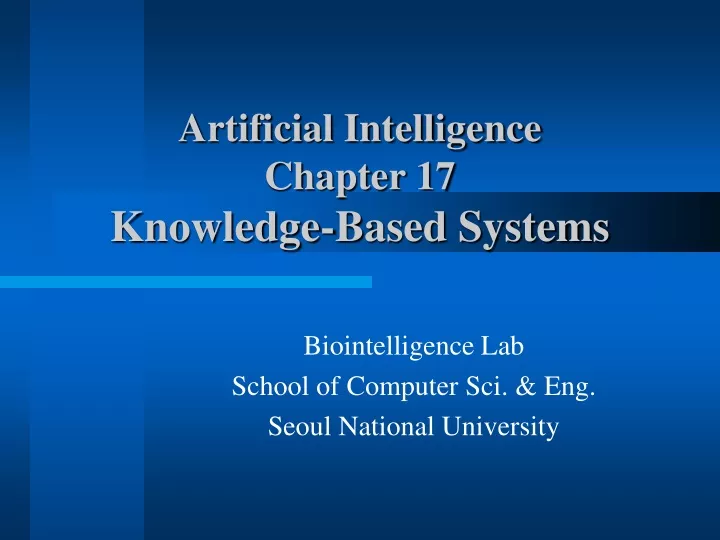 artificial intelligence chapter 17 knowledge based systems