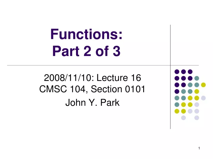 functions part 2 of 3