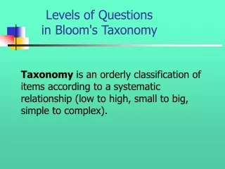 Levels of Questions  in Bloom's Taxonomy