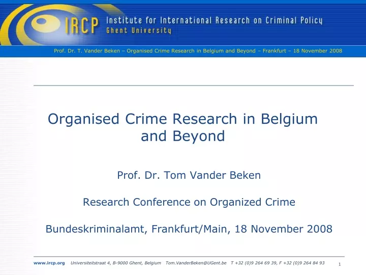 organised crime research in belgium and beyond