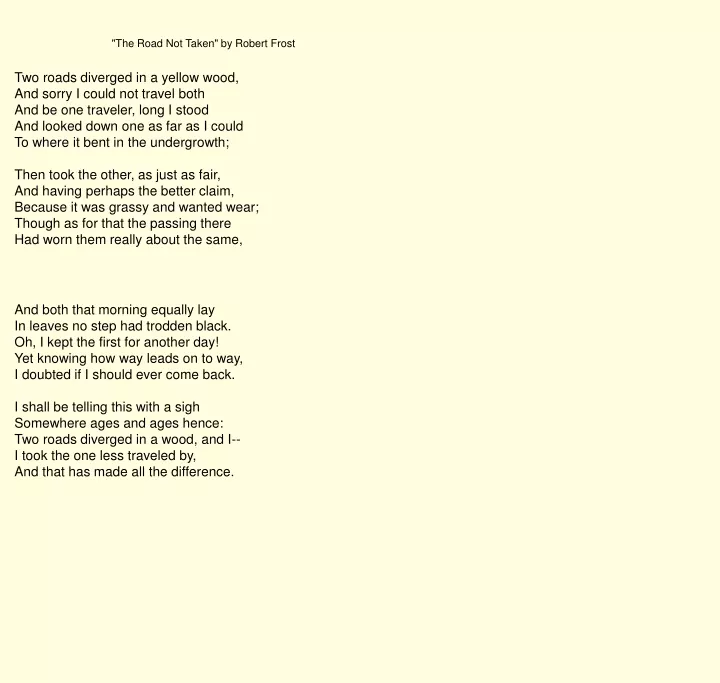 the road not taken by robert frost