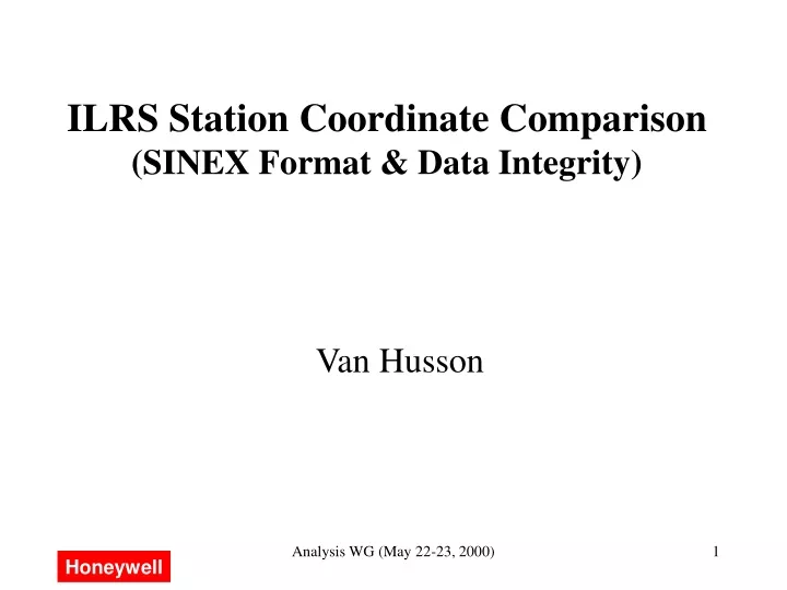 ilrs station coordinate comparison sinex format data integrity