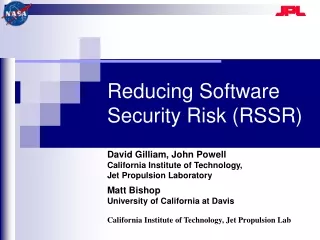 Reducing Software Security Risk (RSSR)