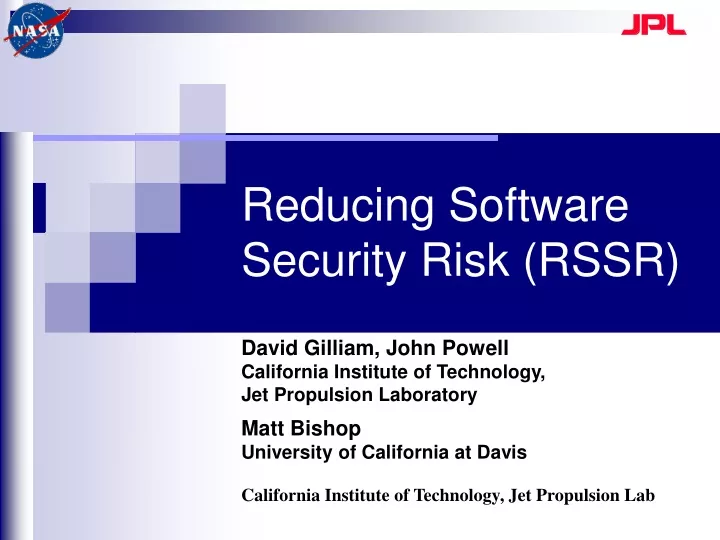 reducing software security risk rssr