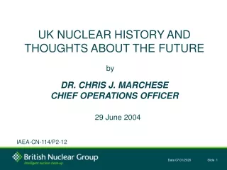 UK NUCLEAR HISTORY AND THOUGHTS ABOUT THE FUTURE