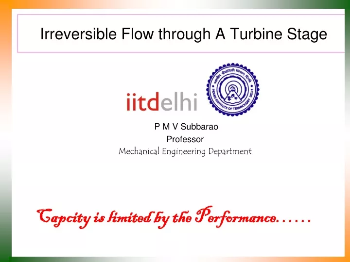 irreversible flow through a turbine stage