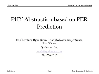 PHY Abstraction based on PER Prediction