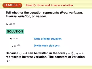 Identify direct and inverse variation