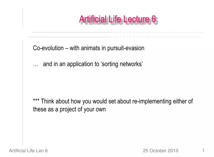 artificial life lecture 6