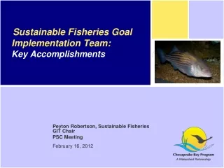 Sustainable Fisheries Goal Implementation Team:  Key Accomplishments