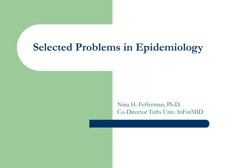 selected problems in epidemiology