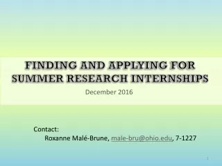 Finding and applying for summer  RESEARCH internships