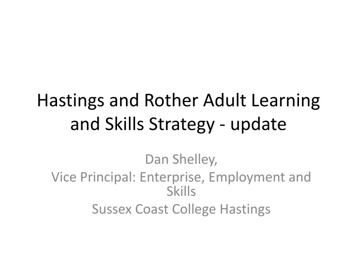 hastings and rother adult learning and skills strategy update
