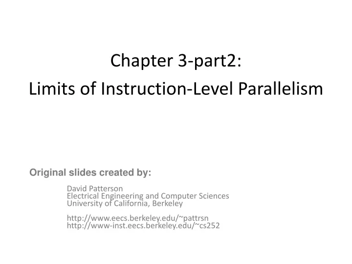 chapter 3 part2 limits of instruction level parallelism