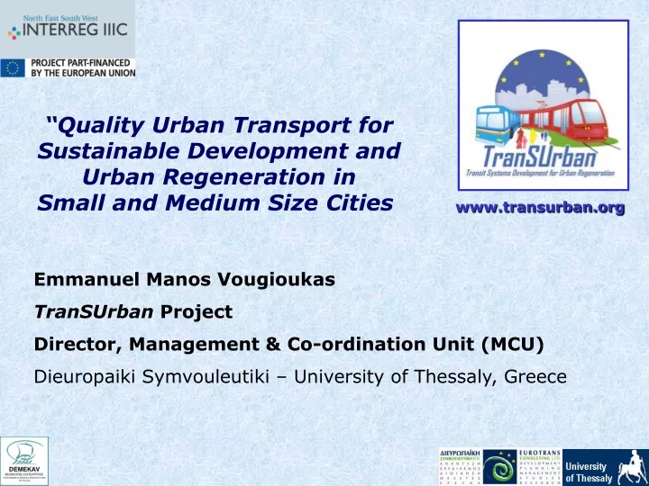 quality urban transport for sustainable