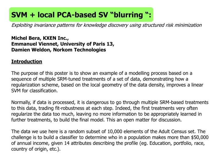 svm local pca based sv blurring exploiting