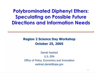 Polybrominated Diphenyl Ethers: Speculating on Possible Future Directions and Information Needs