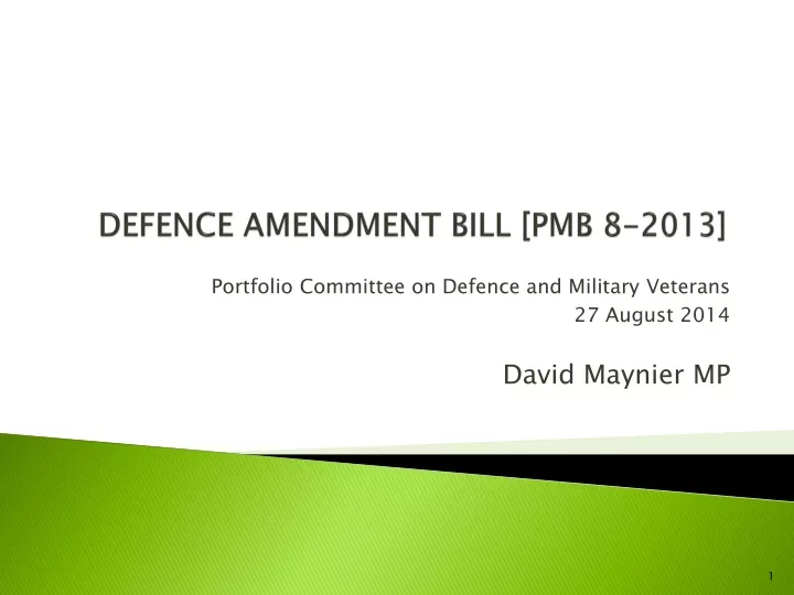 defence amendment bill pmb 8 2013