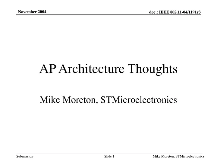 ap architecture thoughts