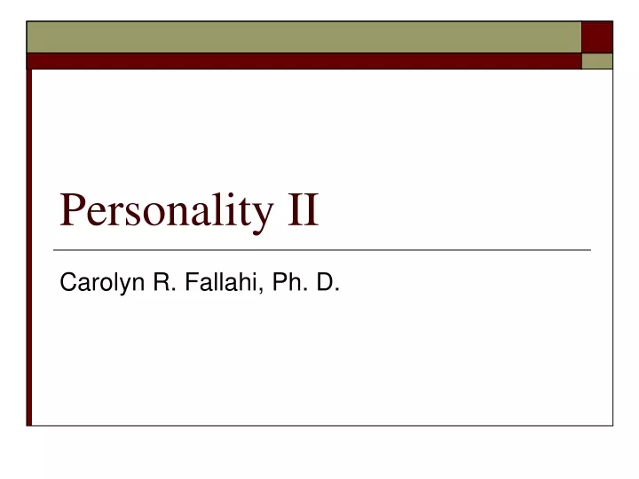 personality ii