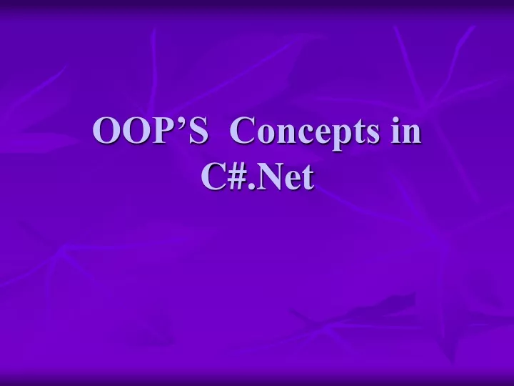 oop s concepts in c net
