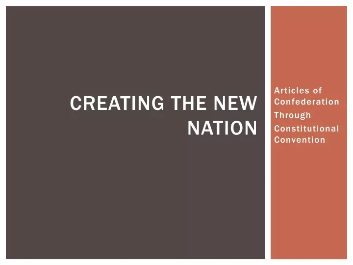 creating the new nation