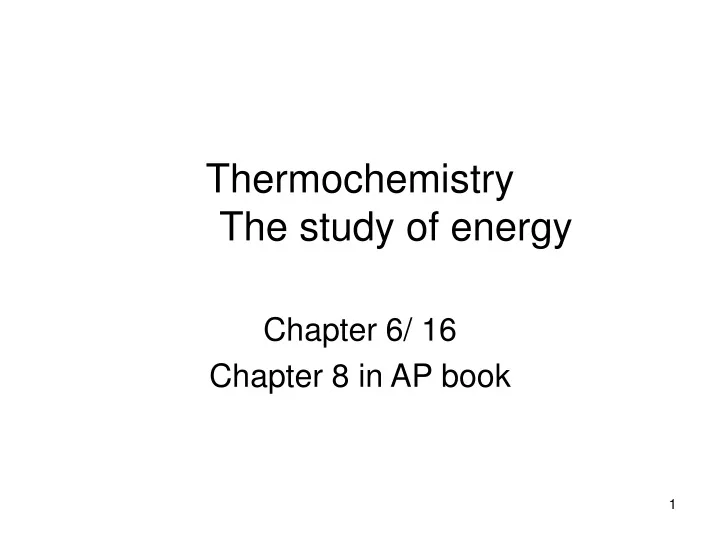 thermochemistry the study of energy