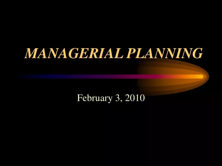 managerial planning