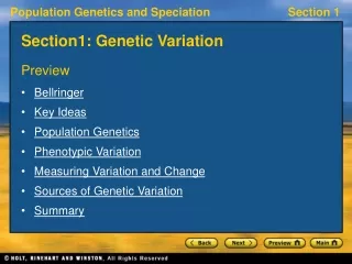 Section1: Genetic Variation