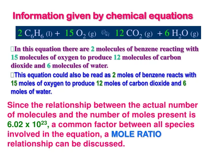 information given by chemical equations