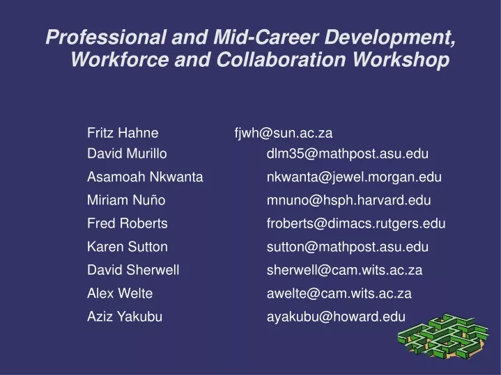 professional and mid career development workforce and collaboration workshop