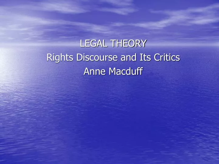 legal theory rights discourse and its critics